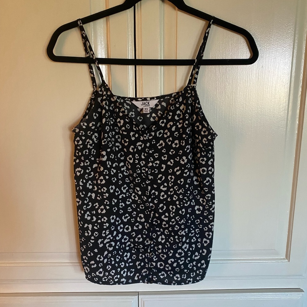 black with white cheetah print tank top